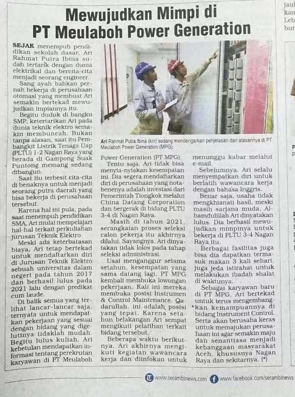 印尼亞齊最大的報紙Serambi Indonesia發(fā)表報道：《米拉務公司讓我夢想成真》.jpg